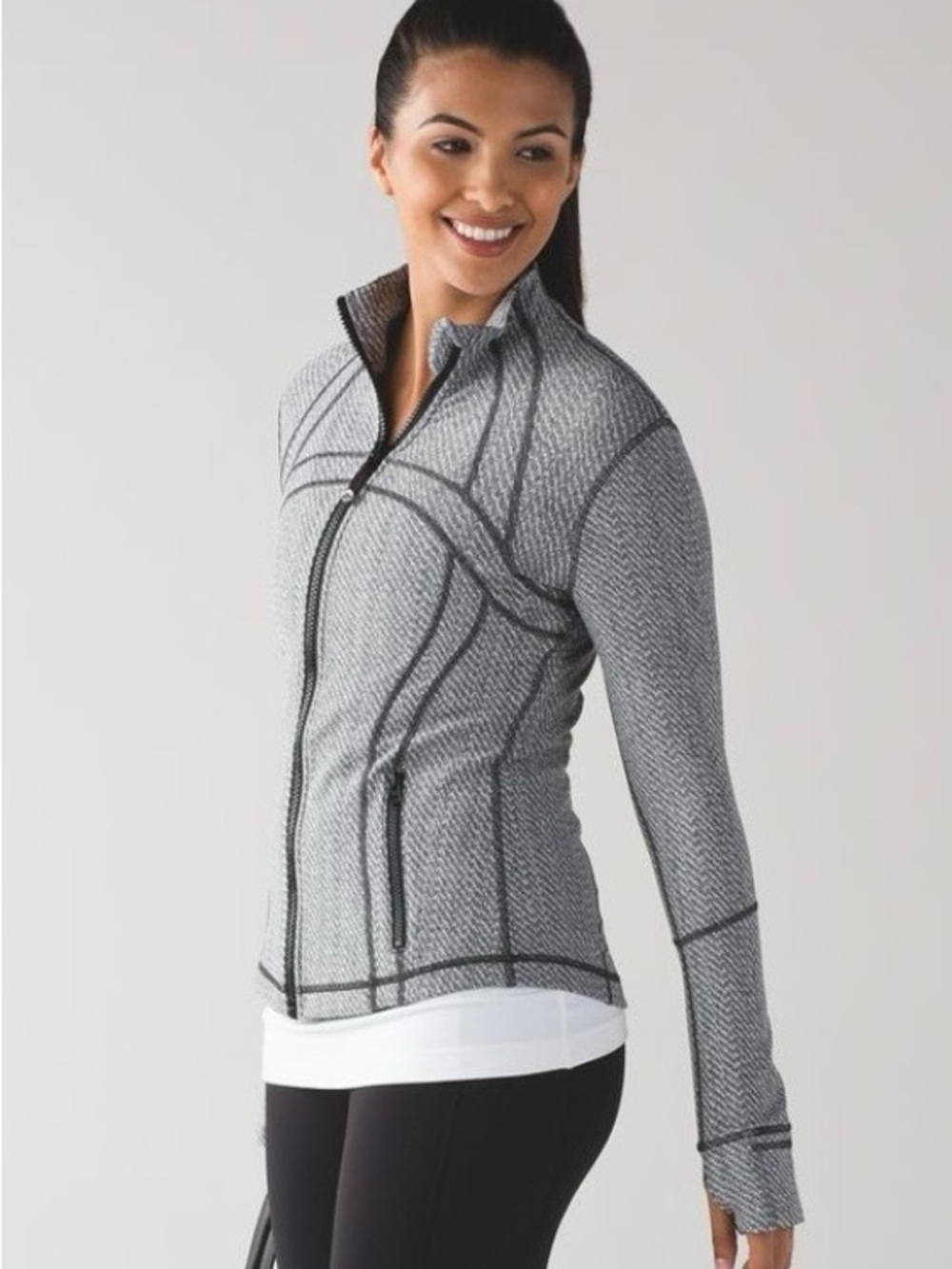 Lululemon Define Jacket 8 Hazy Heather White Black Luon